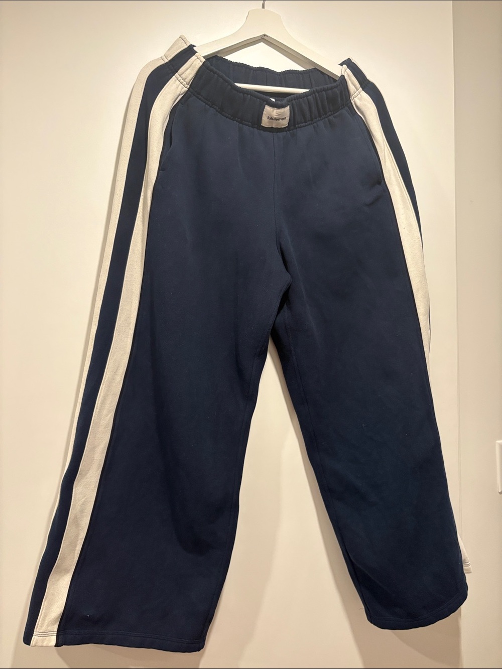 lululemon athletica Navy Track Joggers with White Side Stripe